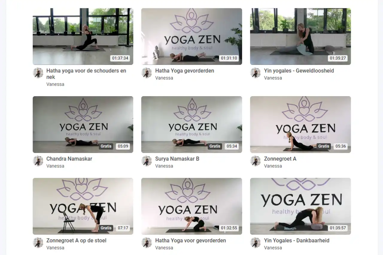 Overzicht van online yogavideo's